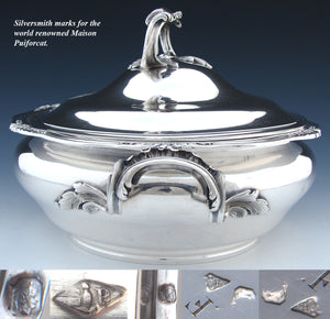 Antique French PUIFORCAT Sterling Silver 11" Tureen or Legumier, Covered Serving Dish