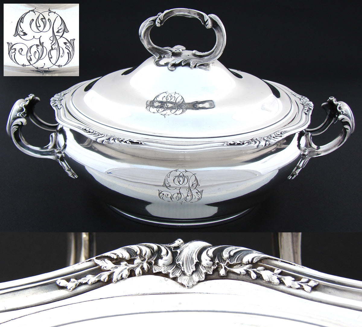 Antique French PUIFORCAT Sterling Silver 11" Tureen or Legumier, Covered Serving Dish