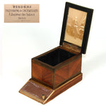 Antique French Napoleon III Era Casket, Match Holder with Striker Panel, Kingwood Marquetry
