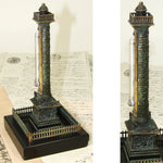 Antique Napoleon III Bronze & Black Marble 7.5" Desk Top Thermometer, the Vendome Column