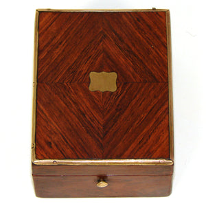 Antique French Napoleon III Pocket Watch or Jewelry Casket, Kingwood Marquetry