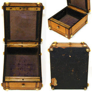 Rare Antique French Napoleon III Era Burled Wood Pocket Watch Display Box, Casket