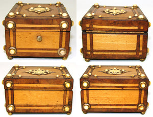 Rare Antique French Napoleon III Era Burled Wood Pocket Watch Display Box, Casket