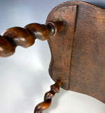 Superb Kitchen Bench or Stool, Chip Carved and Barley Twist in Oak, Chair, Footstool