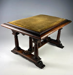 Antique French Hand Carved Walnut Miniature or Doll Furniture Desk or Table, Child Stool, Foot Stool