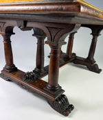 Antique French Hand Carved Walnut Miniature or Doll Furniture Desk or Table, Child Stool, Foot Stool