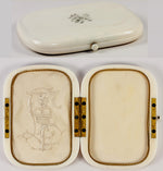 Fine Crown Monogram Silk Embroidery and Antique Ivory Carte de Visite Photo Case, c.1860s