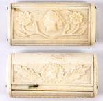 Antique Hand Carved Bone Napoleon Era Snuff Box 4" Long, c. 1790-1815, Prisoner of War
