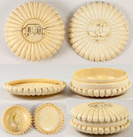 Precious 18th Century Dieppe Carved Ivory Snuff or Patch Box, Ducks in Landscape