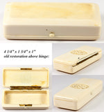 Elegant 19th Century French Carved Ivory Vanity or Snuff Box 4 1/4" Long, Monogram B J