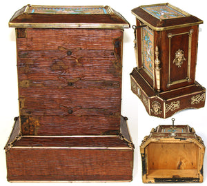 Early 1800s Antique French 10" Tea, Cigar or Tobacco Box, Chest, Ornate Bronze Appliques