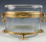 Antique French Baccarat Sugar Casket, Box, Jewelry Box 6" x 4" Oval, 4.5" Tall, plus Handles