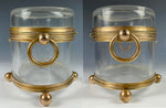 Antique French Baccarat Sugar Casket, Box, Jewelry Box 6" x 4" Oval, 4.5" Tall, plus Handles