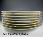 Vintage HP A. Raynaud & Co., Limoges French Porcelain Plate & Platter Set of 10 pc. "Marie-Antoinette"