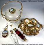 Antique French Eglomise Grand Tour Souvenir Scent or Perfume Flask, Bottle, Chatelaine, Invalides