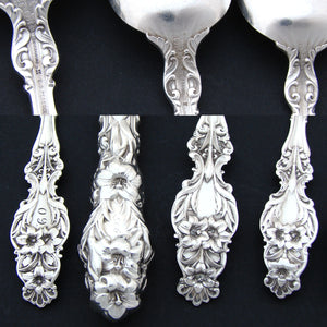 Antique Whiting "Lily" American Sterling Silver 47 pc Service for 6, 5 Serving Pieces, Art Nouveau