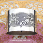 Antique French 800 (nearly sterling) Silver Napkin Ring: Bow, Ribbon & Floral Garland
