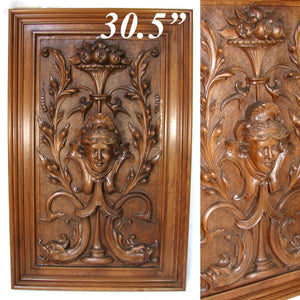 Antique Carved 30.5" Panel, Plaque, Figural Furniture or Architectural Salvage, Serpents