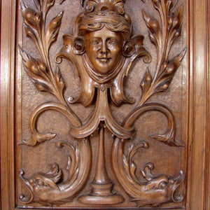 Antique Carved 30.5" Panel, Plaque, Figural Furniture or Architectural Salvage, Serpents