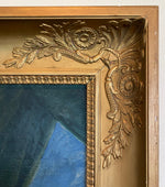 Antique French Empire Frame 33" x 28.5" with Oil Painting Portrait of a Lady, extra Pastel Sketch on Back