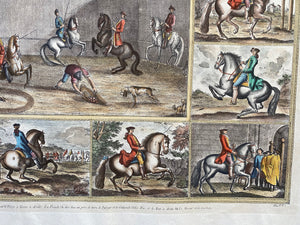 18th Century Antique Equestrian Copperplate Intaglio Print Pair, Huge, Johann Elias Ridinger