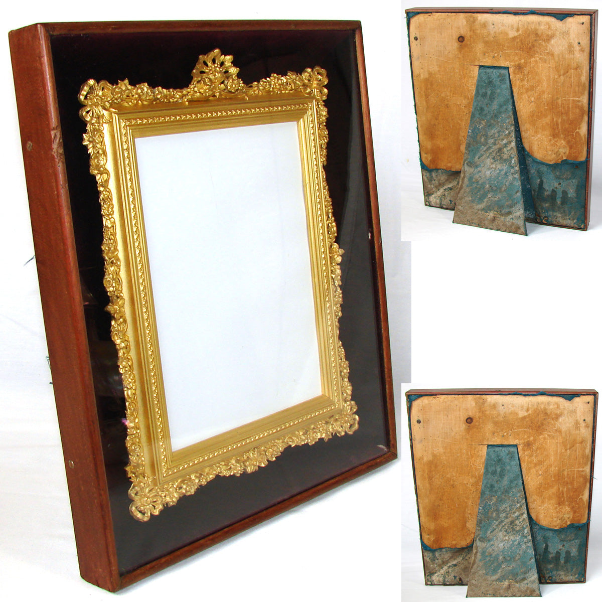 Antique Victorian 13.5" Shadow Box Style Picture Frame, Exquisite Gilded Inner Frame