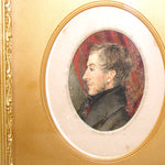 Antique Victorian Shadow Box Style 11.25" Picture Frame, Gilt Gesso, Profile Portrait Miniature