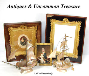 Antique Victorian Shadow Box Style 11.25" Picture Frame, Gilt Gesso, Profile Portrait Miniature