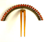 Antique French Empire Tiara in Red Coral with Swivel Comb to Set into Hair in Any Angle