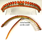 Antique French Empire Tiara in Red Coral with Swivel Comb to Set into Hair in Any Angle