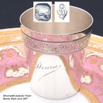 Antique French Sterling Silver Mint Julep Cup, Tumbler or Timbale, "Denise", Eagle Figural Bands