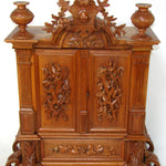 Antique Black Forest Carved 23.25" Table Cabinet, Box or Chest, Torch, Quiver & Arrow Accents