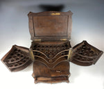 Antique 19th c. Swiss Black Forest Cigar Chest Animalier Fan Tail Pheasants up Top, 46 cigars