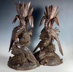 Signed 19th c. Pair (2) HC Black Forest 13+" Tall Epergne Stands, Candle Holder or Create Lamps