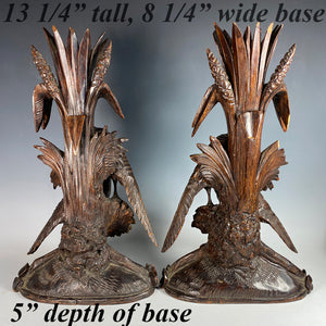 Signed 19th c. Pair (2) HC Black Forest 13+" Tall Epergne Stands, Candle Holder or Create Lamps