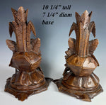 19th c. Pair (2) HC Black Forest 10+" Tall Epergne Stands, Candle Holder or Create Lamps