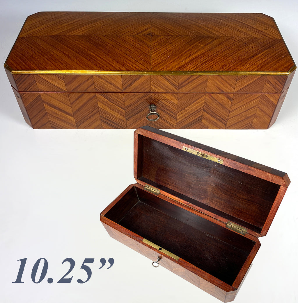 Antique French Napoleon III Kingwood Parquet Glove or Document, Table or Jewelry Box, Casket