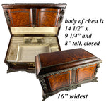 Superb Antique French 16" Large Jewelry Chest, Box, 4 Drawers,Napoleon III Era, Alphonse GIROUX