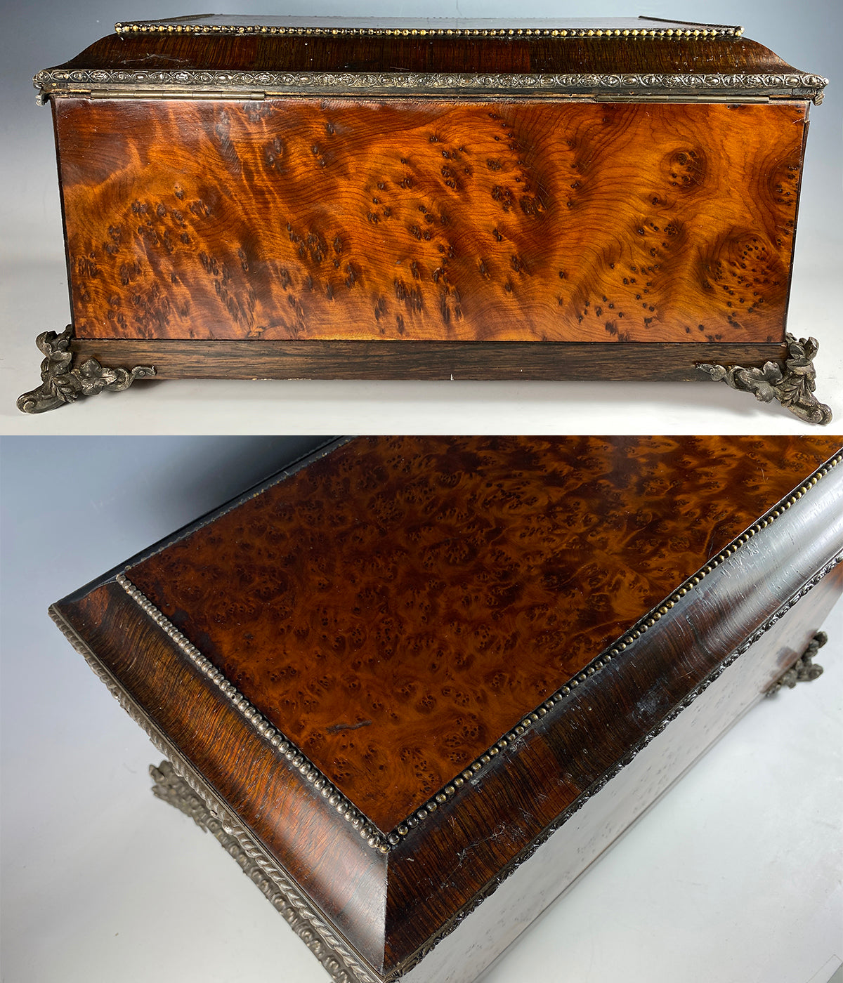 Superb Antique French 16" Large Jewelry Chest, Box, 4 Drawers,Napoleon III Era, Alphonse GIROUX