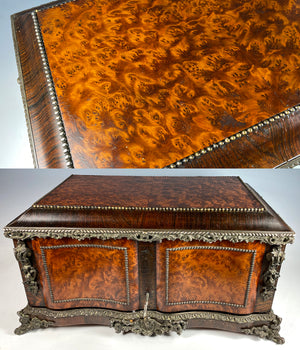 Superb Antique French 16" Large Jewelry Chest, Box, 4 Drawers,Napoleon III Era, Alphonse GIROUX