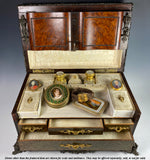 Superb Antique French 16" Large Jewelry Chest, Box, 4 Drawers,Napoleon III Era, Alphonse GIROUX