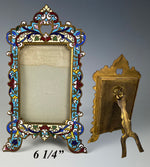 Antique French Champleve Kiln-fired Enamel Easel Frame, Carte de Visite, Napoleon III