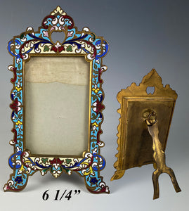 Antique French Champleve Kiln-fired Enamel Easel Frame, Carte de Visite, Napoleon III