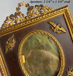 Antique French Empire Frame, Napoleonic Eagle Applique (4), Wreath Top, Easel Back