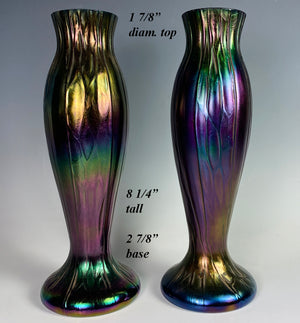 PAIR: Antique Kralik Iridescent Honeycomb Art Nouveau Bohemian Art Glass Vases (2)