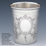 Gorgeous Antique French Sterling Silver Wine or Mint Julep Cup, Tumbler or Timbale