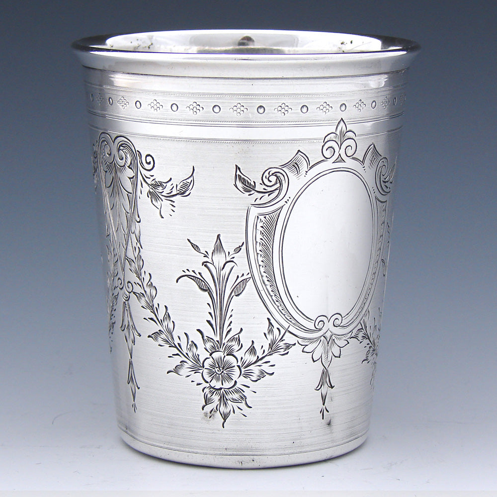 Gorgeous Antique French Sterling Silver Wine or Mint Julep Cup, Tumbler or Timbale