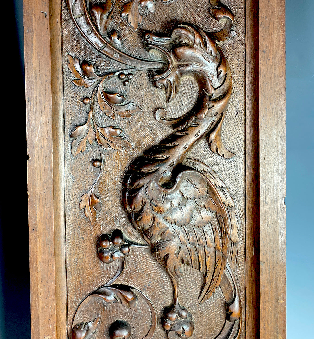 Antique French Carved Cabinet Panels, (2) Architectural Salvage Neo-renaissance with Griffon