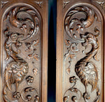 Antique French Carved Cabinet Panels, (2) Architectural Salvage Neo-renaissance with Griffon