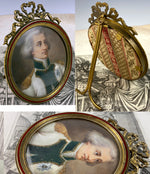 Antique c.1810 French Portrait Miniature, Officer, Legion of Honor Medal in Enamel Frame